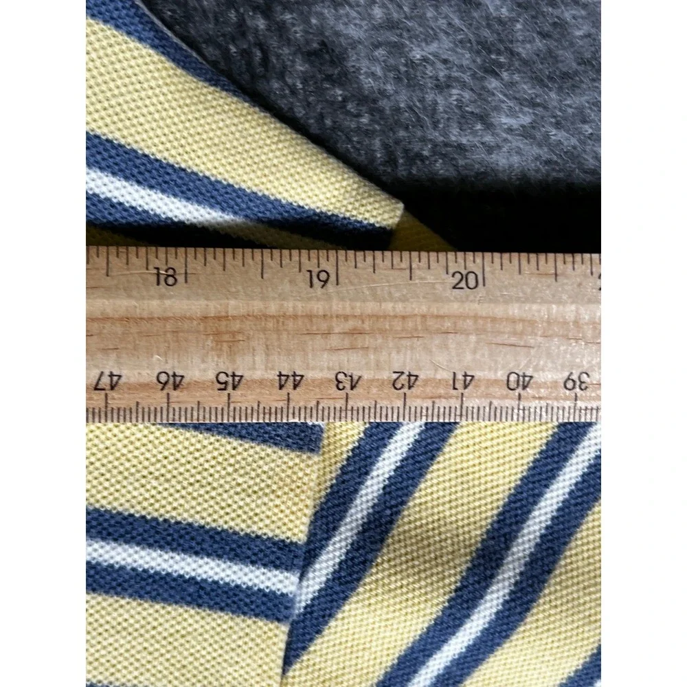 Polo Ralph Lauren Mens Large Yellow Navy Blue Striped Pique Short Sleeve Polo